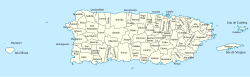 A map of Puerto Rico showing its 78 municipalities; the islands of Vieques and Culebra have their own municipal governments.