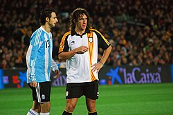 Puyol playing for Catalonia in a 2009 friendly match against Argentina at Camp Nou