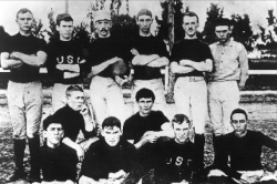 The first USC football team in 1888; before they were nicknamed the "Trojans", they were known as the USC Methodists.