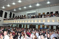 Pentecostal worship service in Araras, Brazil