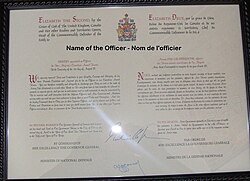 Canadian commission from 2007 of a naval (acting sub-lieutenant) male (indicated in French) officer