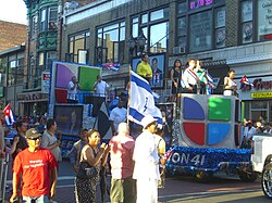 A Univision float in the 2010 North Hudson Cuban Day Parade in Union City, New Jersey