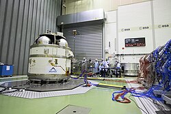 AVUM undergoing vibration test at ESTEC Test Centre in Noordwijk.