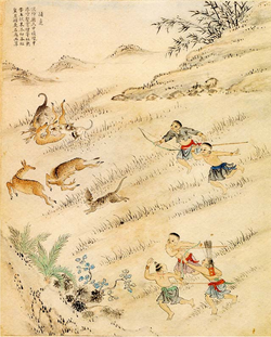 Taiwanese indigenous peoples hunting deer, 1746