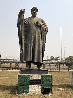 Statue of Olusegun Obasanjo in Owerri, Imo state, Nigeria.