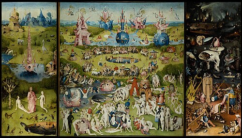 The Garden of Earthly Delights in the Museo del Prado in Madrid, c. 1495–1505, attributed to Bosch