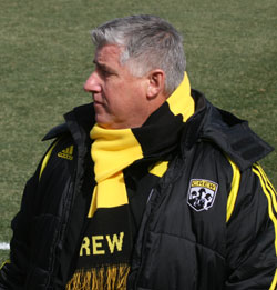 Sigi Schmid (pictured here with the Columbus Crew) led the Galaxy to their first MLS Cup title in 2002.