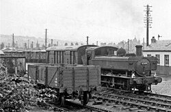 The steam engine from the Dornoch Branch shunting the goods yard at Dingwall