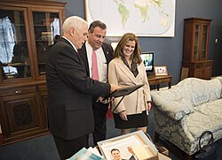 Christie and his wife, Mary Pat, with Vice President Mike Pence in 2017