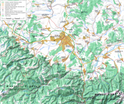 Topographic map of the Sibiu region