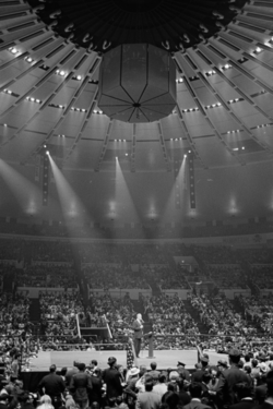 McCarthy speaks at a campaign rally at Madison Square Garden, May 19, 1968