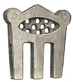 A wooden mute attached to the bass bridge to make the tone darker (a drawing from 1900)