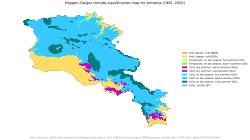 Köppen-Geiger climate classification map for Armenia[182]
