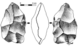 Hand axe formed using a hard hammer, without further treatment.