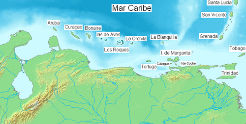 A map of the Leeward Antilles