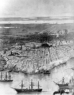 Panoramic View of New Orleans-Federal Fleet at Anchor in the River, c. 1862.