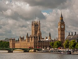 Palace of Westminster, where the legislature of the United Kingdom, the Parliament of the United Kingdom, meets.
