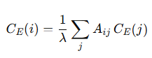 Equation for Eigenvector centrality