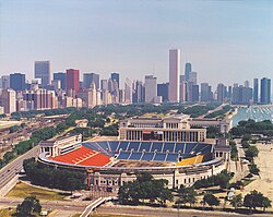 Soldier Field aerial view (1988) before interior redesign