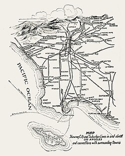 Sherman railway station, pictured on a 1912 Los Angeles map