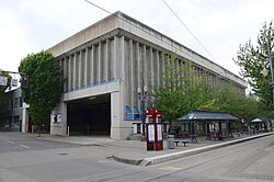 The paper's longtime printing plant, in the Goose Hollow neighborhood west of downtown, closed in 2015 after the paper's printing was outsourced. The smaller of the complex's two buildings (pictured) was demolished in late 2018.