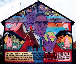 Mural of Malcolm X in Belfast