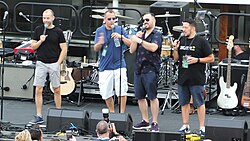 The Tenderloins performing in New Orleans in November 2017. From left to right: Murray, former member Joe Gatto, Brian Quinn, and Sal Vulcano.