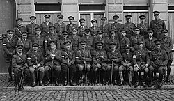 Lieutenant-General Charles Kavanagh, GOC Cavalry Corps, pictured here fifth from the left in the front row with members of his staff in November 1918.