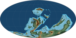 Map of Earth during the Devonian around 390 million years ago