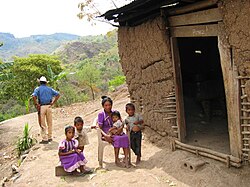 An indigenous family in a small mountain village in Honduras