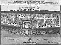 de Pauger's 1725 Plan of Mobile, Alabama