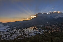 View of Duoyishu sunrise in Yuanyang
