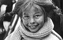 Pippi Longstocking, main character in a series of children's books by writer Astrid Lindgren