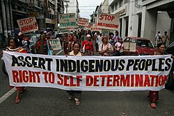 Lumads in Davao City marching for the right to self-determination as part of the human rights in Philippines in 2008