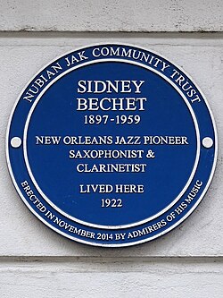Plaque dedicated to Bechet