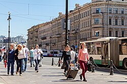 People walking on the main street of Saint Petersburg, Nevsky Prospekt