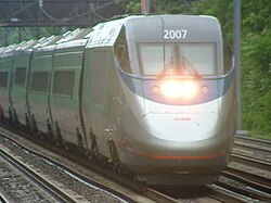 An Acela Express speeding through West Windsor.