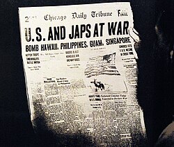 The front page of the Chicago Tribune, December 8, 1941