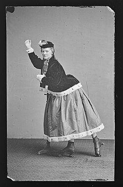 Unidentified woman roller skater, c. 1860–1870