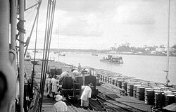 Royal Dutch Petroleum dock in the Dutch East Indies (now Indonesia), c. 1925