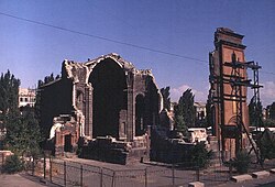 The Holy Saviour's Church in Gyumri after the 1988 Armenian earthquake, the strongest earthquake in the USSR in terms of the number of victims