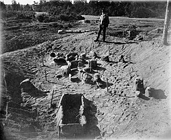 Archaeological excavation of a Stone Age settlement at Glamilders in Långbergsöda village, Saltvik, Åland, in 1906.