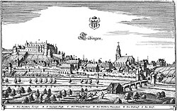 View of Tübingen (c. 1643) from the south bank of the Neckar