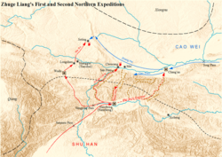 Zhuge Liang's first and second northern expeditions against Cao Wei