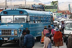 Micros are part of the traditional public transport system of La Paz, managed by driver unions