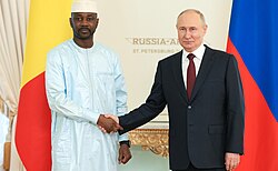 Assimi Goïta with Russian President Vladimir Putin at the Russia–Africa Summit in St. Petersburg, July 2023