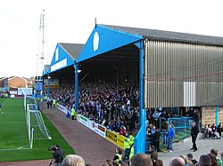 The Warwick Road End, a covered terrace at Brunton Park, home of Carlisle United F.C.