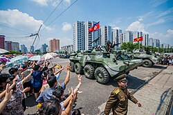 Korean People's Army M-2012 APC (a domestic copy of BTR-80) on parade