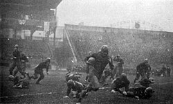 Tom Davies runs against undefeated and unscored upon Georgia Tech in the 1918 game at Forbes Field