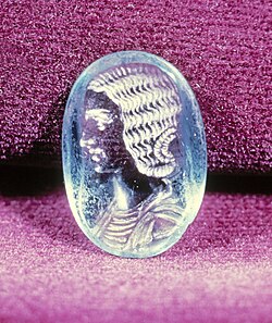 Portrait of Julia Domma carved into aquamarine in 1942. (Intaglio)